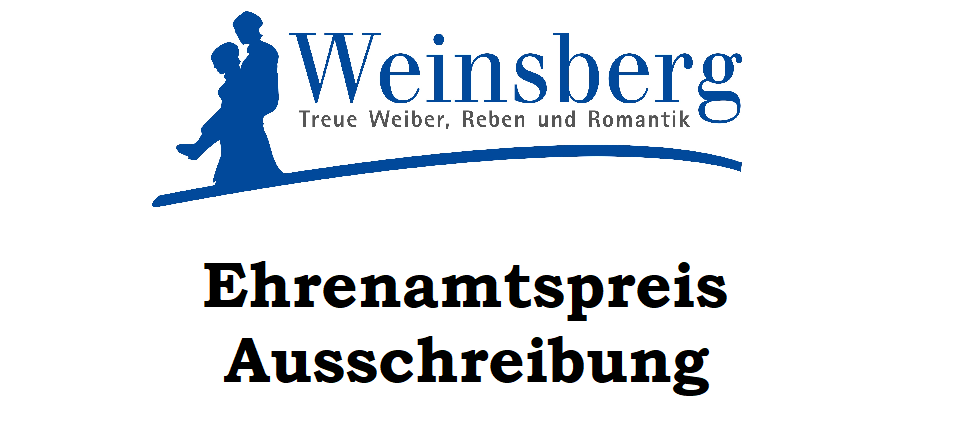 Logo Stadt Weinsberg mit Schriftzug "Ehrenamtspreis Ausschreibung"