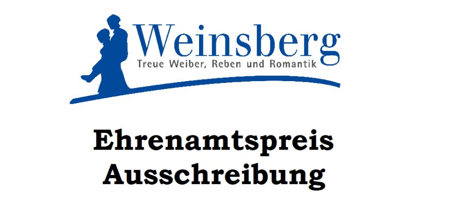 Logo Stadt Weinsberg mit Schriftzug "Ehrenamtspreis Ausschreibung"
