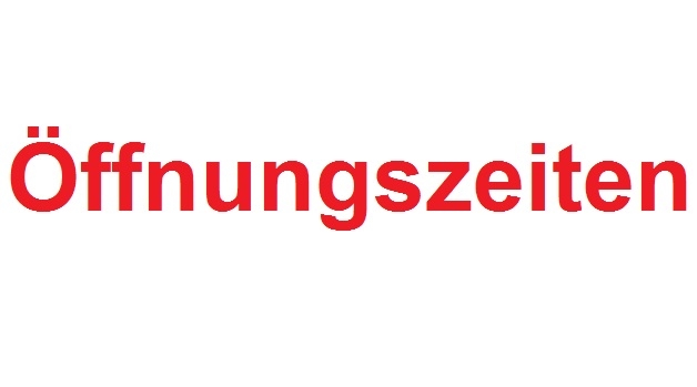Schriftzug rot Öffnungszeiten