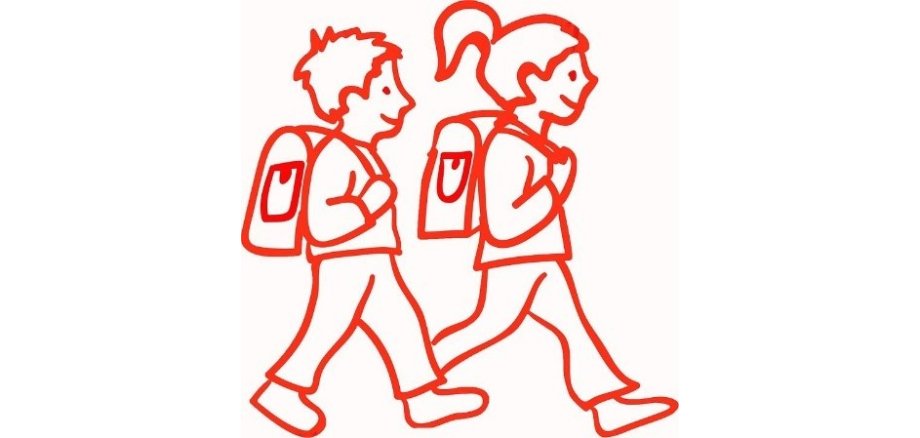 Zeichnung 2 Kinder mit Schulranzen